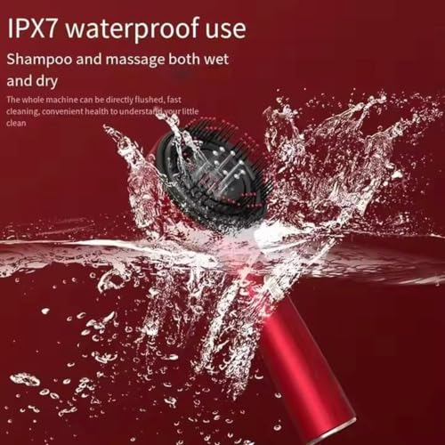 Image of Premium Head Scalp Electric Massager Comb | Scalp Massaging Brush with 3 In 1 Hair Oil Applicator | IPX7 Waterproof,Portable Deep Massager For Hair & Head Relaxation at Home | Shiatsu Massage for Hair Growth /Stress Relax(Red) E2