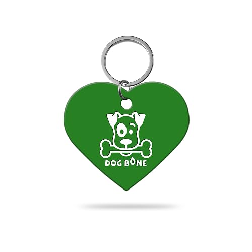 MACOS Engraved Personalised Heart Pet Tag for Dogs and Cats [Green]
