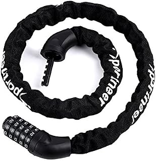 Sportneer Bicycle Chain Lock, 5-Digit Resettable Combination Anti-Theft Bike Locks
