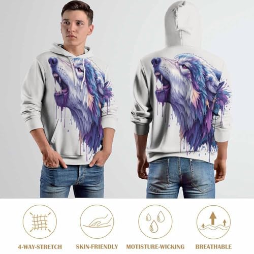 Sweat à capuche imprimé 3D zèbre avec poches et manches longues protectrices