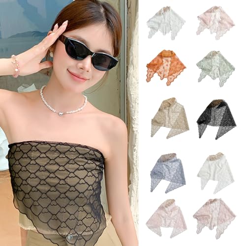 Floral Bandana Hairscarf Head Wrap Handmade Headwear Headscarf Elegant Lacework White Laciness2