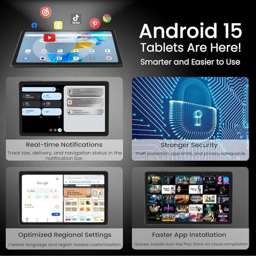 HUIHUANG Tablet 11 inch Android 15 Tablets, 20GB RAM 128GB ROM 1TB Expand, Octa-Core Processor, 1280x800 LCD Touch Screen, WiFi 5, BT5.0, Dual Camera, 8000mAh Battery (Blue)