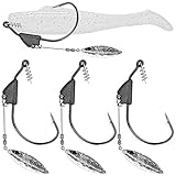 XFISHMAN Underspin-Jig-Heads-Swimbait-Hooks-with-Spinner Blades Weighted Fishing Hooks 6 Pack...