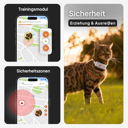 Weenect XS für Katzen - NEU Mini GPS-Tracker für Katzen | GPS-Tracking in Echtzeit | Ohne Distanzlimit | Kleinstes Modell auf dem Markt | Halsband inkludiert | Abonnement