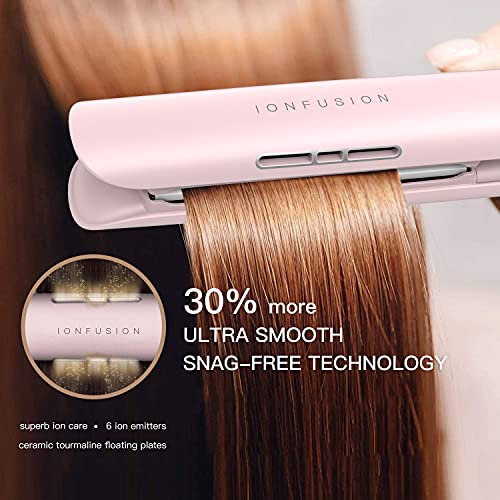 Lena Ionic Flat Iron | Ceramic Hair Straightener | 1" Professional Styling Tools For Straightening And Curling, Extra Ion Care, Max 450 F, Dual Voltage, Pink #TOP1