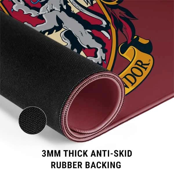 Skinit Large Gaming Mouse Pad - Officially Licensed Gryffindor House Crest Design with Stitched Edges, Waterproof, Non-Slip Rubber Base, Desk Mat for Keyboard & Mouse, 31.5" x 11.8" inches