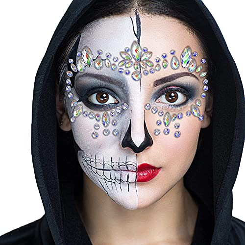 4 Pack Night Luminous Face Gems Stickers Glow In Dark Face Jewels Fluorescent Face Tattoo Self Adhesive Crystals Rhinestone Sticker For Halloween Diy Makeup Night Music Club Festival Party Carnival #TOP2