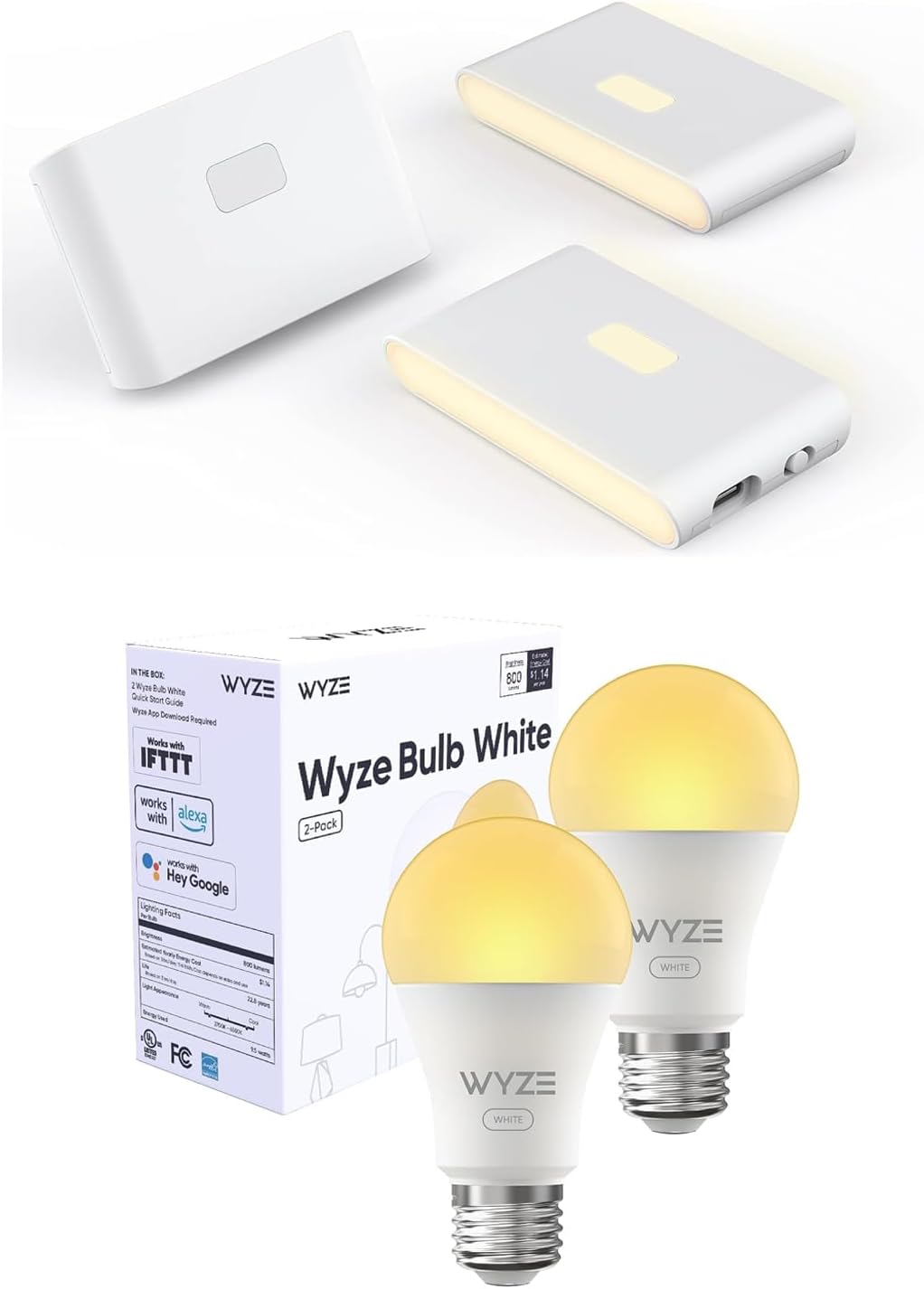 WYZE Motion Sensor Night Lights & Bulb White 2 Pack