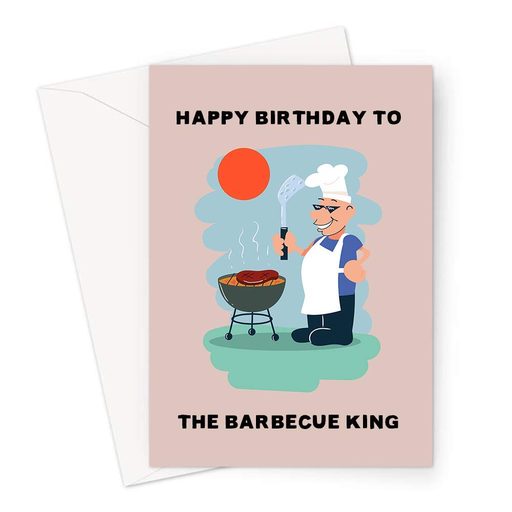 Barbecue Birthday Greeting Card | Funny 30th, 40th, 50th Birthday Card for Husband, Boyfriend Or Dad, Grill Master, BBQ King