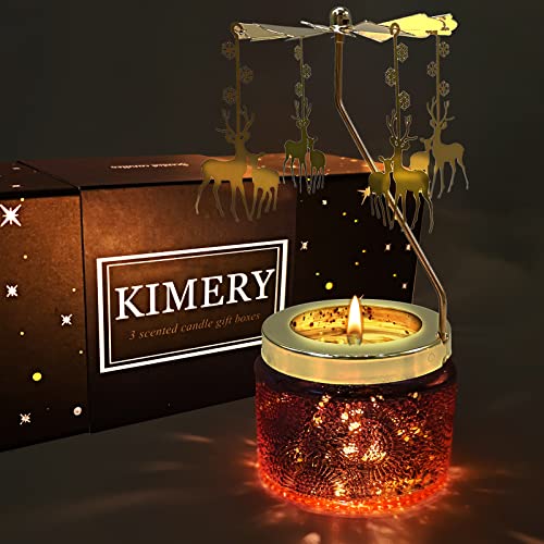 Aromatherapy Scented Candles Gift Set For Women Soy Candles For Home Jar Small Candles Rotating Candlestick With Snowflakes Reindeer,Lavender Candle Christmas Birthday Valentine’s Day Mother Gift #TOP1