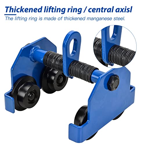 Manual Trolleys-Heavy Duty 4400Lbs Capacity，Push Beam Trolley，3-6.5 In Adjustable Flange，Crane Lift Du Garage Hoist For Straight Curved I Beam #TOP2