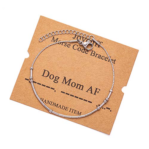 Image of JoycuFF Inspirational Morse Code Bracelets for Women Silver Beads Jewelry Encouragement Mantra Gifts for Her