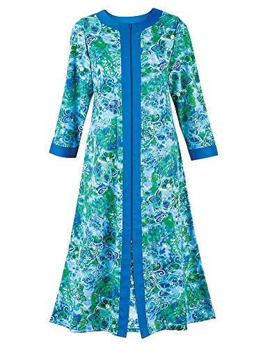 Collections Etc Women's Long Paisley Zip-Front Robe With Side Pockets Womens Royal Blue X-Large, Royal Blue, X-Large #TOP2