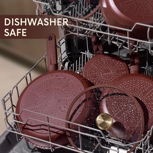 Image of CAROTE Pots and Pans Set Nonstick, 16pcs Cookware Set Nonstick Non-Toxic & PFOA&PFOS-Free, Dishwasher, RV /Camping Cookware Set, Cooking Pots with Lids,Wine Red