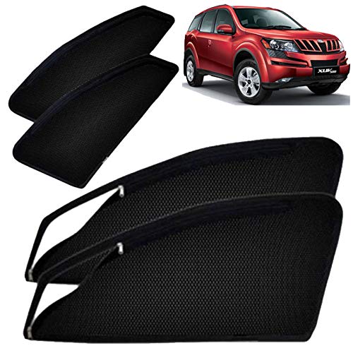 Image of Autofact Magnetic Car Sunshades Compatible with Mahindra XUV 500 (Set of 4) - Easy Installation, UV Protection, Keeps Car Cool (Front 2 with Zippers for Easy Access, Rear 2 Without Zippers)
