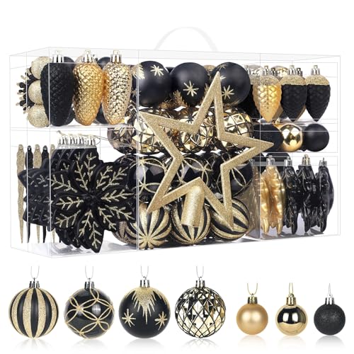 Pallina di Natale nera metallizzata, decorazione con strass