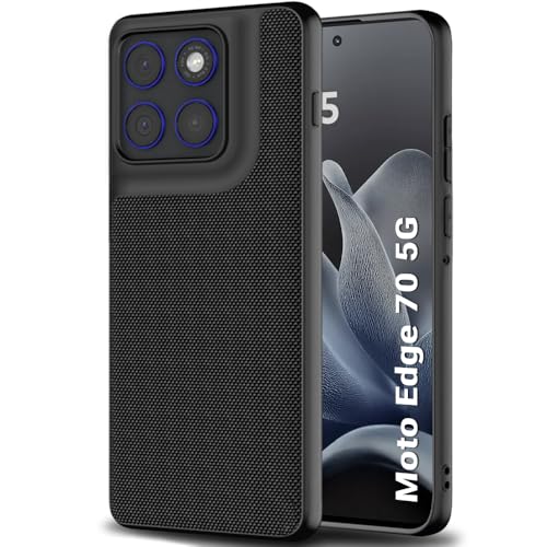 Image of TheGiftKart Back Cover Case for Motorola Moto Edge 70 5G | Slim & Lightweight | Ultra-Premium Design | Camera Protection Bump | Fabric Texture Case Cover (PC & TPU, Black)