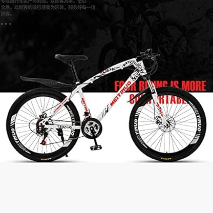 26 Zoll Erwachsene Mountainbikes, Doppelscheibenbremse Hardtail Mountainbike, 27 Geschwindigkeit Front Suspension Fahrrad, Frauen All Terrain Mountain Bike,Weiß – Bild 3