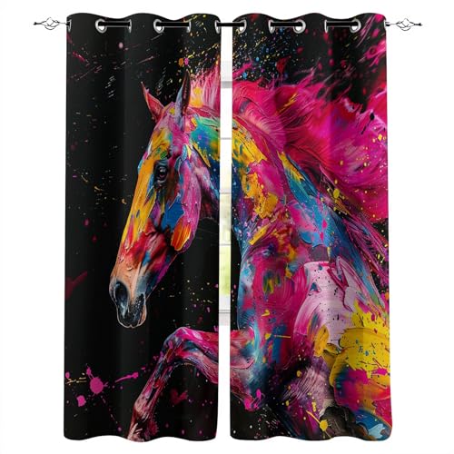 blackout curtain 100X140cm(HxW) Colorful Horse curtain blackout Blackout window cover in polyester...