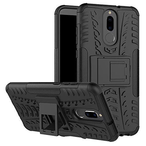 GOGME Funda para Huawei Mate 10 Lite, Armadura Híbrida Plegable Case, Negro