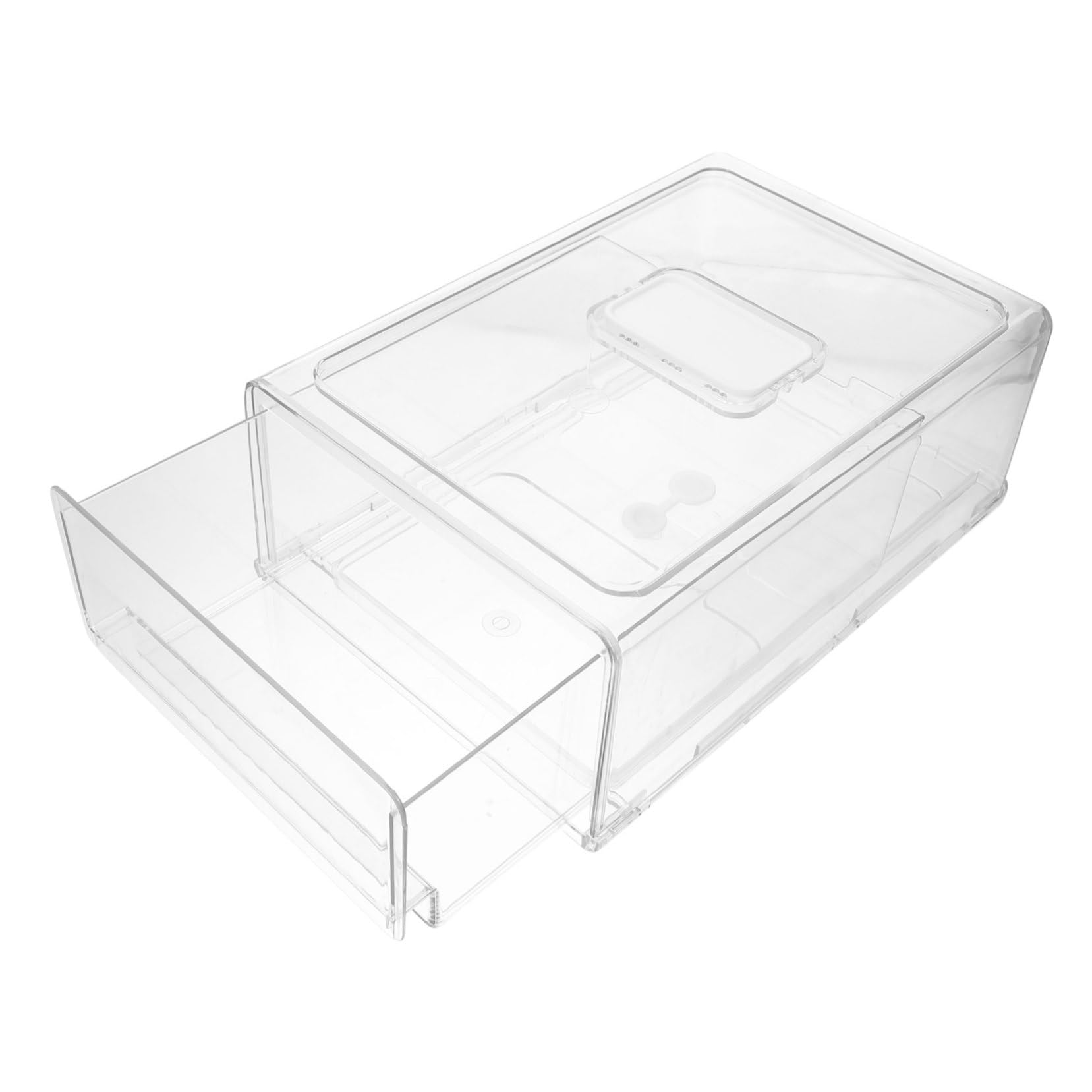 OUNONA Caja de Almacenamiento Blanco Diseño Apilable y Extraíble Tipo Cajón de Plástico para Organizar Frutas y Alimentos Hogar para Frigorífico