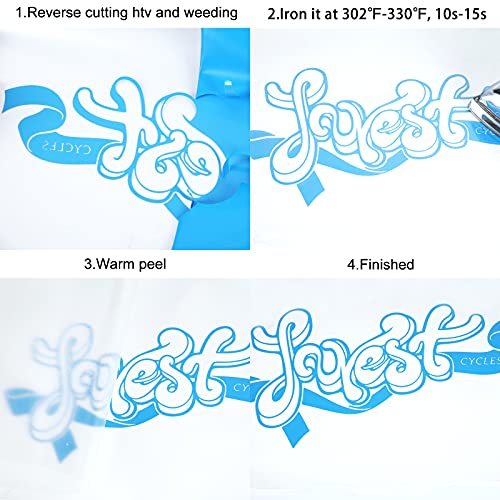 Image of FUNKAKA Heat Transfer Vinyl Rolls, 12 inch x 9ft Lake Blue Iron on Vinyl | Glossy HTV Vinyl for All Cutter Machines for Shirts - Easy to Cut & Weed for Heat Vinyl Design