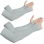 YESLIFE 2 Pairs Grey UV Sun Protection Arm Sleeves for Men & Women - Tattoo Cover Up - UPF 50 Cooling Sports Sleeve for Basketball Golf Running
