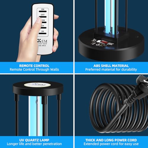 Lâmpada germicida ultravioleta, desinfetante de luz UV, luz UV de ozônio 36W para toda a sala, contr