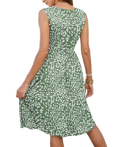Image of MOLERANI Women Summer Dresses Sleeveless Casual Loose Swing Button Down Midi Dress with Pockets