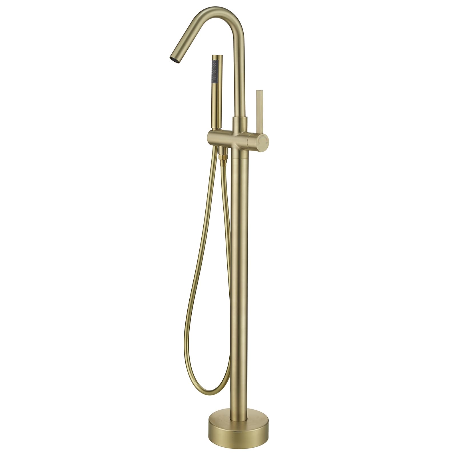 Robinet de baignoire sur pied en laiton brossé doré avec mitigeur de sol design