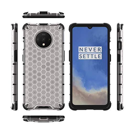 Image of Glasgow Back Case Cover Compatible with OnePlus 7T (Honeycomb Pattern) - Transparent