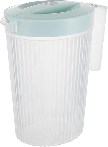 Miniatura 10 de HEMOTON Jarra de agua, recipientes de café, jarra de agua, jarra de agua, jarra de vidrio, jarra de plástico con tapa, jarra de té helado, jarra de