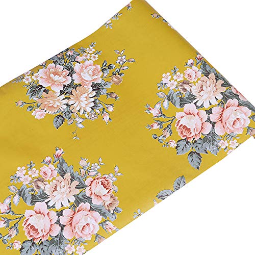 Lovingway Vintage Peony Floral Shelf Liner 17.7X177 Inch Easy-To-Install Storage Drawer Lining Paper Refresh Home School Furnitures Dark Yellow #TOP2