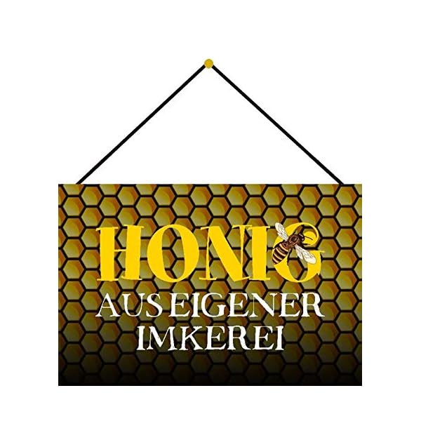 Generisch Honig aus eigener Imkerei Honigwaben Blechschild Metallschild Schild mit Kordel Metal Sign 20 x 30 cm