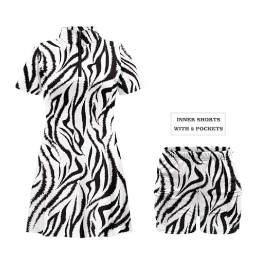 Golf Outfits for Women V Neck Tennis Dress Short Sleeve Built in Shorts Golf Athletic Dress with Pockets4