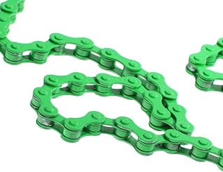 Cadena de bicicleta fija para bicicleta BMX, de una sola velocidad, 1/2 x 1/8 pulgadas, color verde, antioxidante, acero de alta resistencia