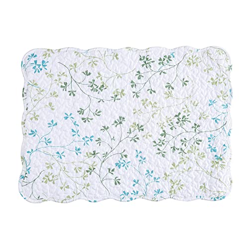 Image of Olivia Vintage Blue & White Flowers 100% Cotton Set Placemats 13 inch x 19 inch