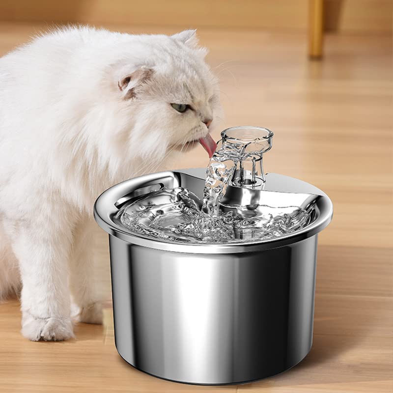 Cat Water Fountain - 67Oz/2L Automatic 304 Stainless Steel Pet Water Fountain, Ultra-Quiet Pump and 4 Replacement Filter - image 7