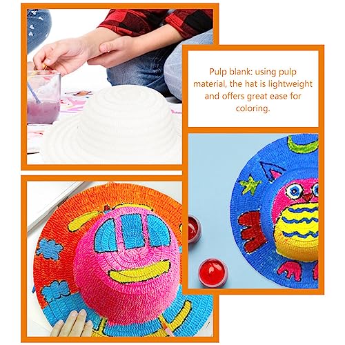 MAGICLULU 6pcs Diy Straw Hats for Boy Girl Creative Hand-painted Graffiti Hats for Dancing Parties Craft Supplies for Years Old Lightweight Decorative for Unique Designs 7