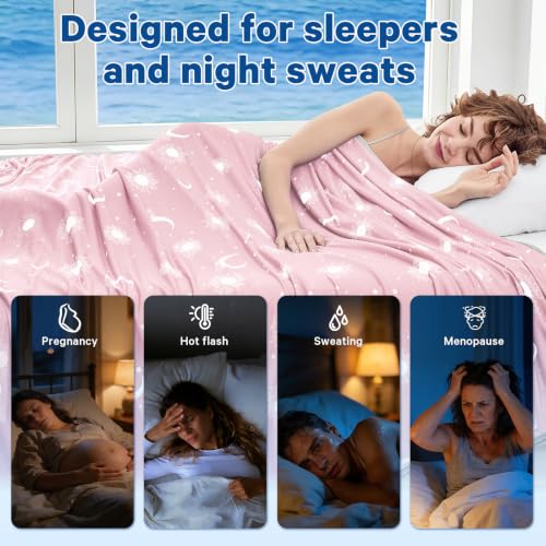 Image of inhand Cooling Blanket Full Size (80 inchx90 inch) - Double Sided Cooling Blankets for Hot Sleepers, Breathable Lightweight Summer Blanket for Beach, Sofa Bed Couch, Room Decor, Gifts for Women Rose Pink