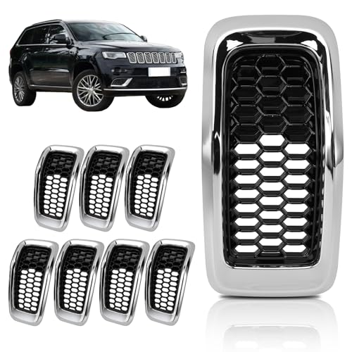 WODHMIEY Cherokee Front Grille Cover, ABS, 7Pcs, Cherokee 2014-2018, Front Bumper Hood Grille Vent...