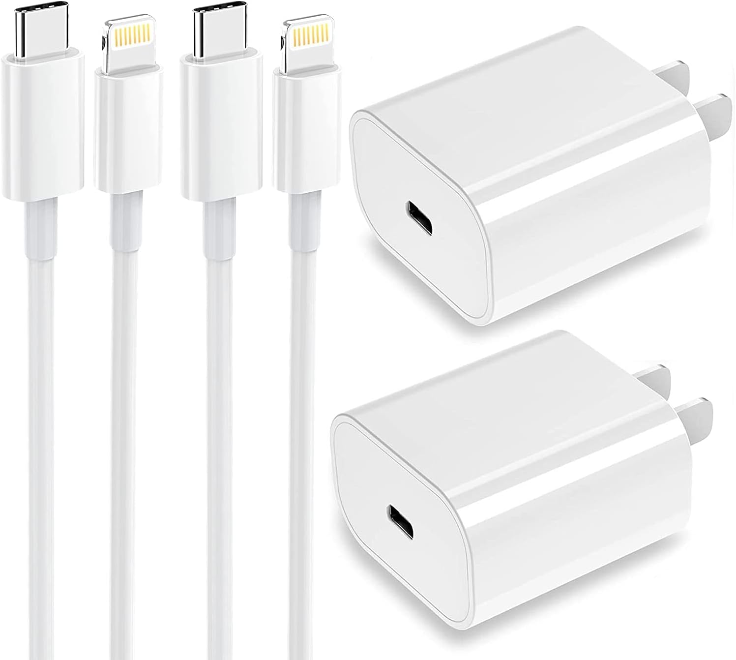 【Apple MFi Certified】 iPhone Fast Charger 20W PD USB C Wall Charger 2-Pack 6FT Cable Fasting Charging Adapter Compatible with iPhone 13 Pro/12/12 Mini/12 Pro Max/11 Pro Max/XS Max/XS/XR/X/8Plus