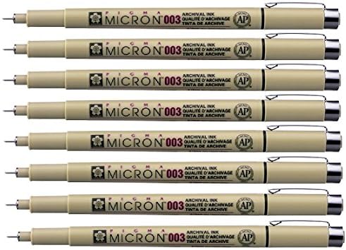 Sakura Pigma Micron pen 003 black felt tip artist drawing pens - 8 pen set