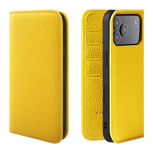 HANATORA for iPhone 17ProMax �P�[�X �蒠�^ �{�v �X�}�z�P�[�X �X�}�z �X�^���h �R�[�h�z���_�[ �t�� �V�������N�J�[�t���U�[ �}�O�l�b�g�Ȃ� �C�G���[ PH-17ProMax-Yellow �M�t�g �a���� ���� �j�� �ޏ� 