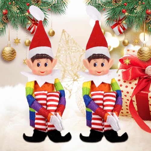 MULEVIP Elfo Navidad 2 Piezas Muñecos de Navidad,Elfo Navidad Muñeco,Elfo Travieso Navidad,Elfo de Navidad Duende Navidad,Muñecos Navidad Decoracion Muñecos de Navidad para Fiesta,Navidad - 43 × 8 cm