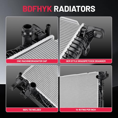 Image of BDFHYK 13665 Aluminum Radiator for Audi A4 A5 A6 Q5 Q7 2017-2023, CU13665, 26mm Core, Direct Fit Replacement