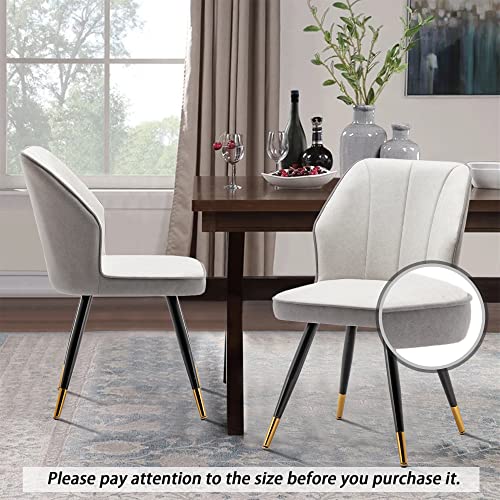 Andeworld Upholstered Dining Chairs Set Of 2, Mid Century Modern Accent Chair, Faux Suede Armless Leisure Side Chair With Golden Metal Legs For Dining Living Room-Grey #TOP1