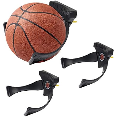 Jolitac Wall Mounted Ball Holder Display Sports Balls Storage and Decoration Shelf Black Self-Sticking Claw Racks (3 PC) Cover