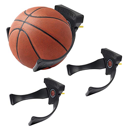 Jolitac Wall Mounted Ball Holder Display Sports Balls Storage and Decoration Shelf Black Self-Sticking Claw Racks (3 PC)