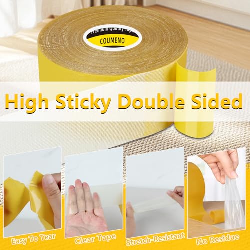 Image of Thin Double Sided Tape Heavy Duty, 2.2in x 33FT Clear Mesh Double Sided Duct Tape, Strong Wall Mounting Tape Waterproof Adhesive Strips for Fabric, Crafts, Outdoor & Indoor, Cinta Doble Cara